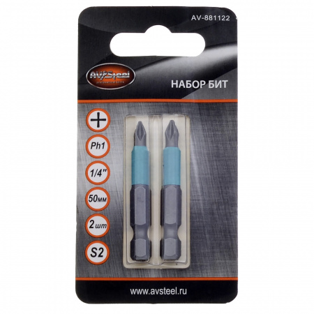 Набор бит ( 2шт) Ph 1*50 мм сталь S2 "AV Steel"