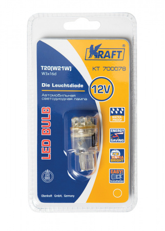 Лампа светодиод Т20 (12-21-5 б/цок.) W21/5W 12V желтая (9LED диодов) "KRAFT"