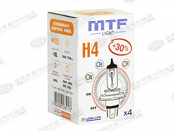 Лампа галоген H4  12/60/55W P43t "MTF" Standart +30% (Корея) HS1204