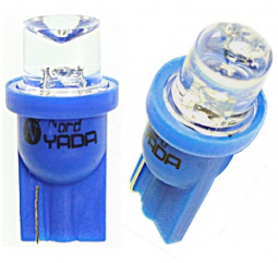 Лампа светодиод Т10 (12-5 габариты б/цок.) W5W 12V синяя конус "YADA"