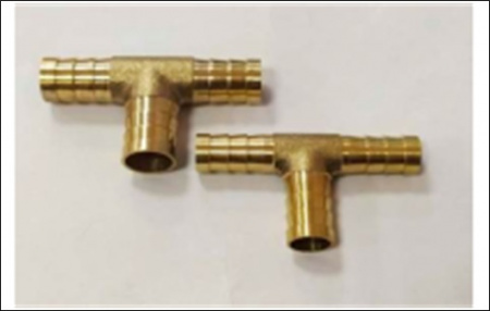 Переходник под шланг "Елочка" (тройник) d=12мм.(латунь) "Technik"