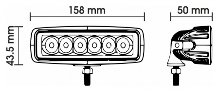 Фара доп. светодиодная "Вымпел" WL-118BF прямоугольная 18Вт ближн.света 6LED 10-30В