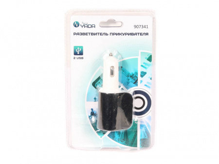 Разветвитель прикуривателя 1 гнездо+2USB "YADA"