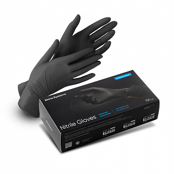 Перчатки нитриловые неопудренные универсальные "Shine Systems" Nitrile Gloves (упак. 100 шт), размер L черные