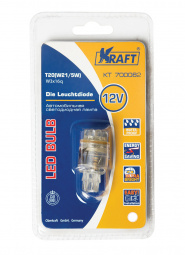 Лампа светодиод Т20 (12-21-5 б/цок.) W21/5W 12V белая (9LED диодов) "KRAFT"